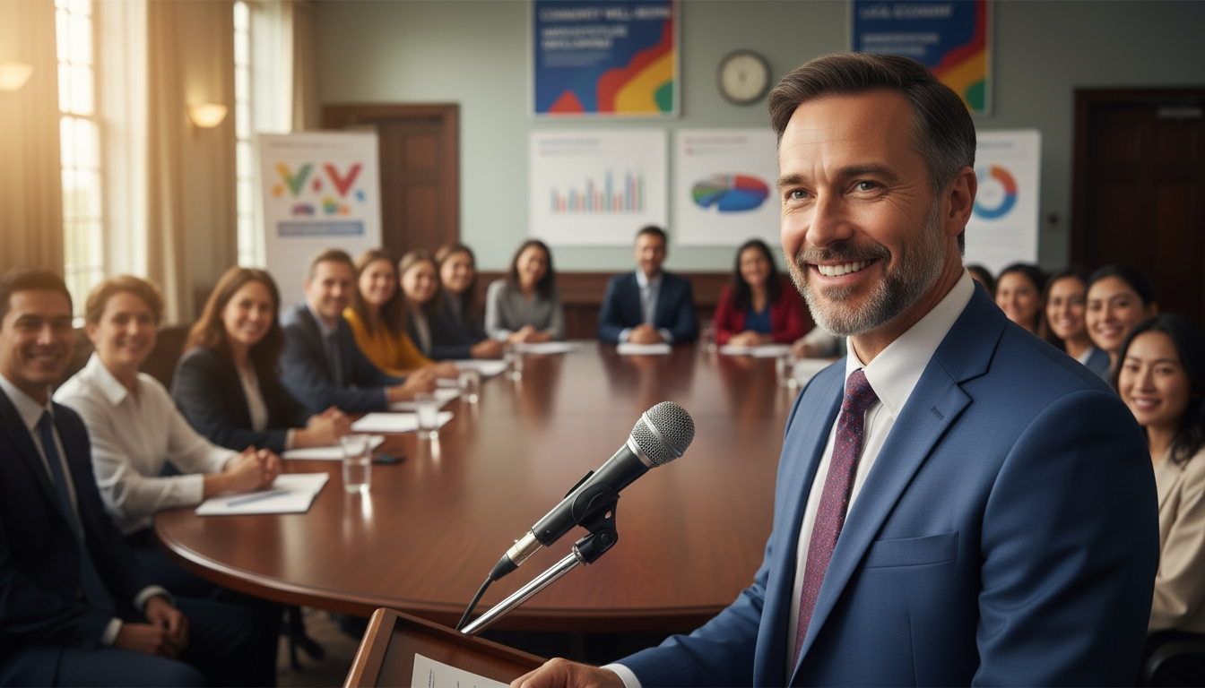 Expert interpreter speaking at a government session