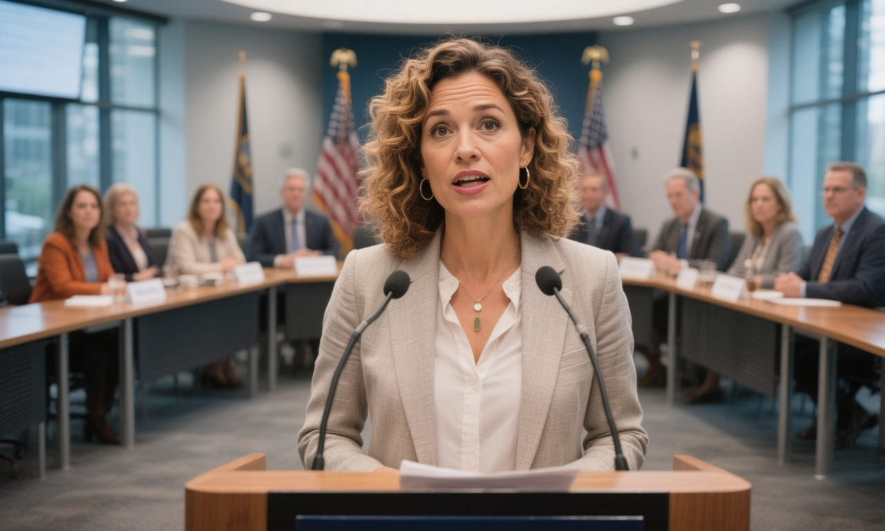 Interpreter speaking on stage at a government event