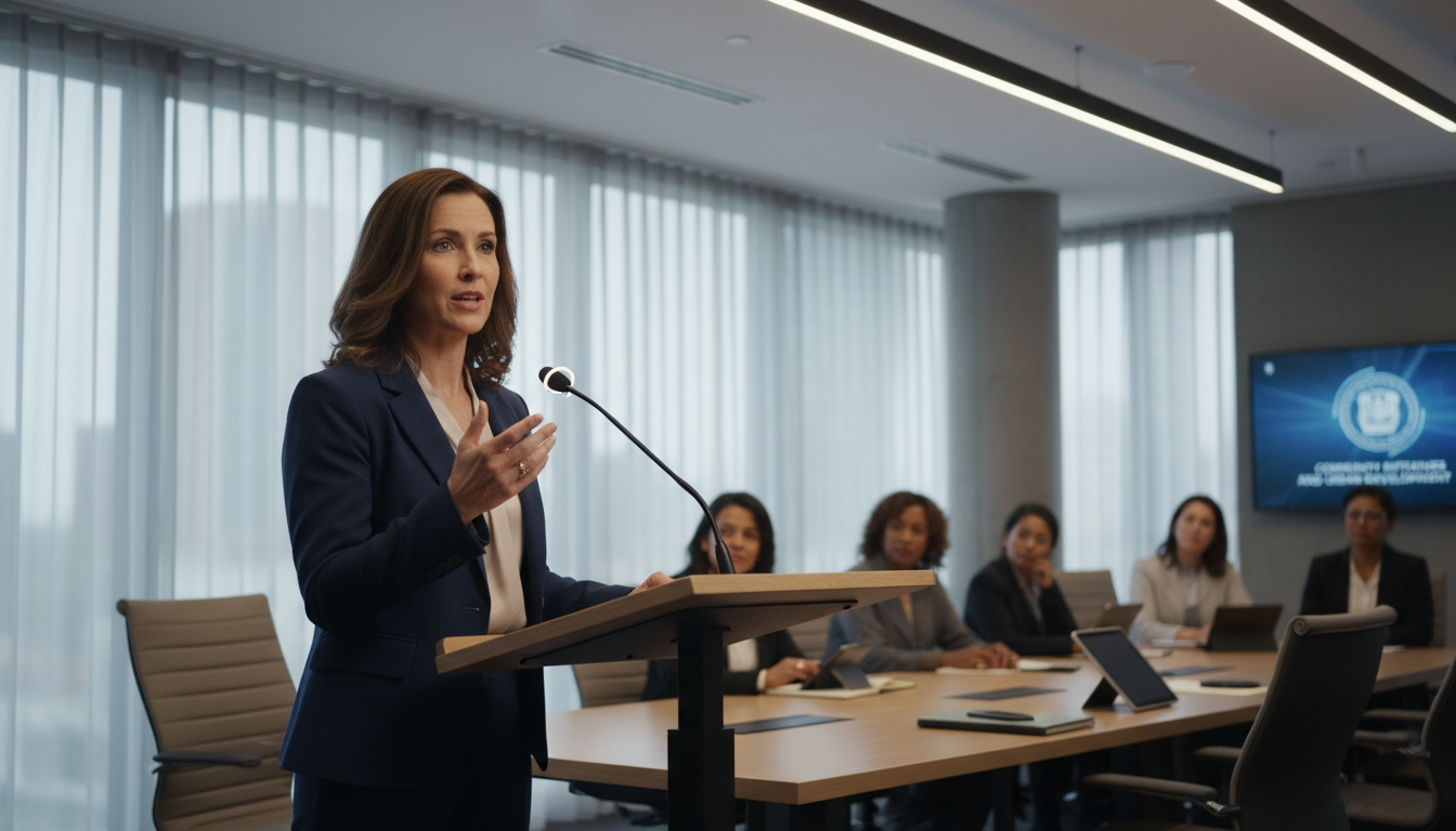 Translation expert addressing a federal audience