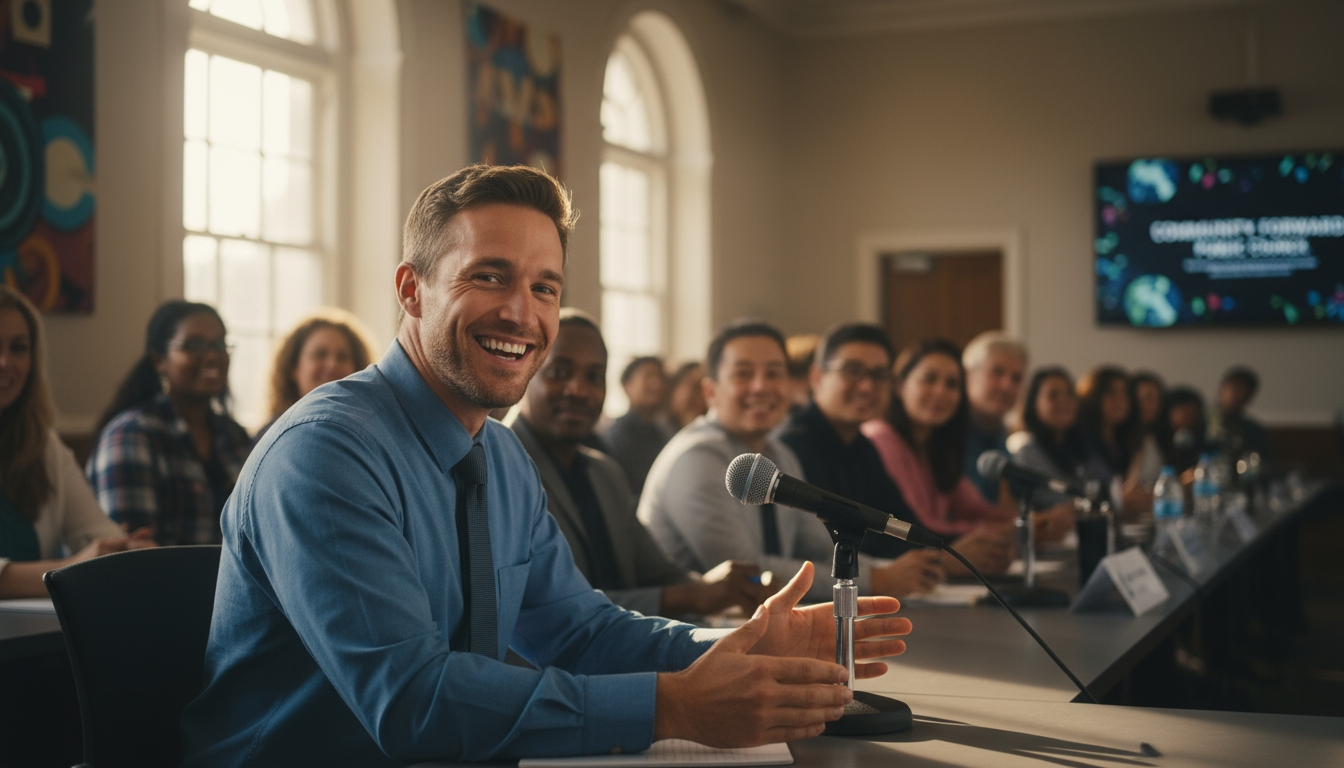Audience attending a multilingual government conference